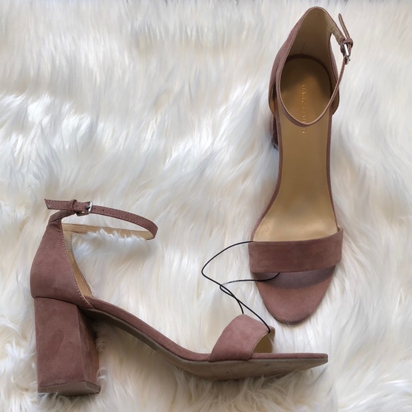 mauve block heel sandals